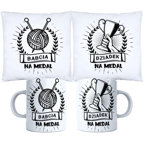 KOMPLET PREZENT DLA BABCI I DZIADKA PODUSZKA KUBEK BABCIA DZIADEK ZESTAW