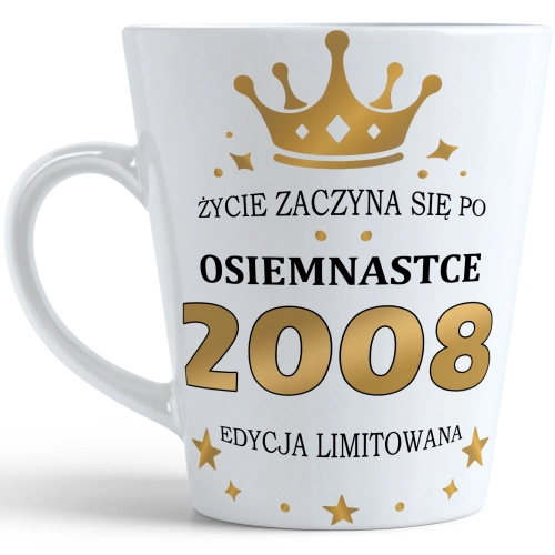 KUBEK LATTE PREZENT URODZINY 18 OSIEMNASTKĘ ZNAK