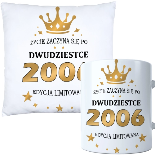 KOMPLET PODUSZKA KUBEK NA 20 URODZINY PREZENT