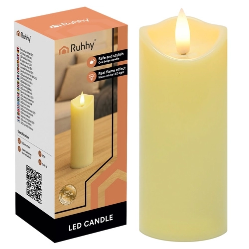 Pojedyncza świeczka LED w formie wkładu do znicza RUHHY (12,5 cm), kolor beżowy.