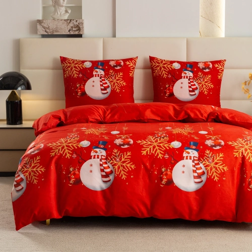 Pościel świąteczna satyna bawełniana komplet 3 części