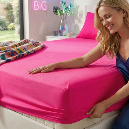 PRZEŚCIERADŁO Z GUMKĄ BAWEŁNIANE 120X200 cm + 25cm CIEMNY RÓŻ