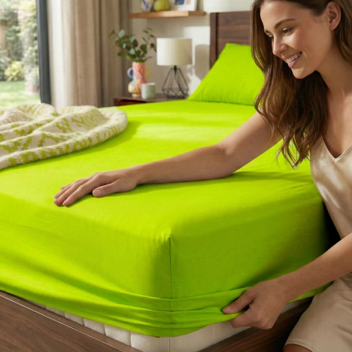 PRZEŚCIERADŁO Z GUMKĄ BAWEŁNIANE 120X200 cm + 25cm LIMONKA