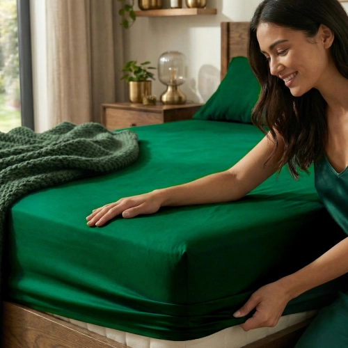 POLSKIE PRZEŚCIERADŁO 100% BAWEŁNA Z GUMKĄ 120x200cm + 25cm MALACHIT