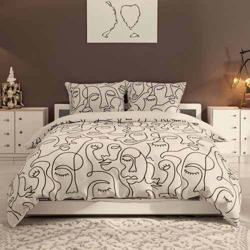 KOMPLET POŚCIELI POLSKA 100% BAWEŁNA KONTUR OBLICZA 135x200