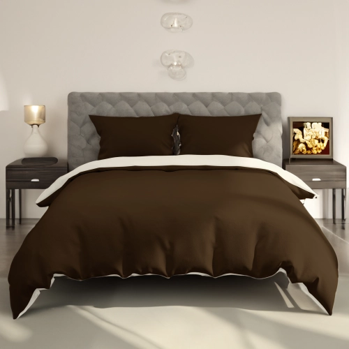 POŚCIEL 100% BAWEŁNA KAWOWA PIANA POLSKI KOMPLET POŚCIELI