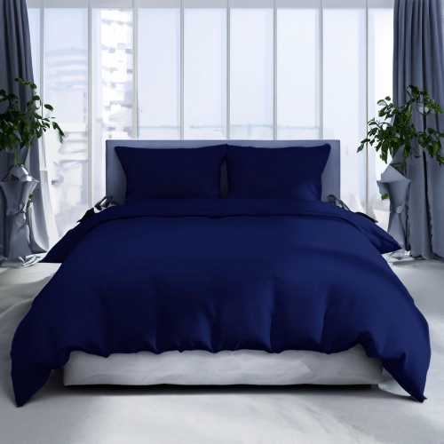 POŚCIEL 100% BAWEŁNA GRANATOWA GŁĘBIA POLSKI KOMPLET POŚCIELI