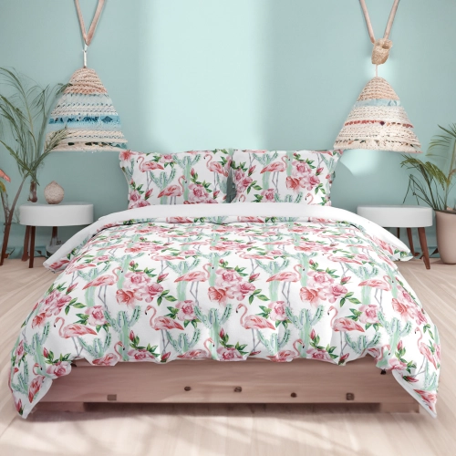 POŚCIEL 100% BAWEŁNA RÓŻOWY RAJ POLSKI KOMPLET POŚCIELI