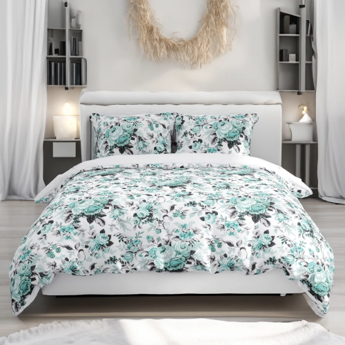 POŚCIEL 100% BAWEŁNA MIĘTOWA RÓŻA  POLSKI KOMPLET POŚCIELI