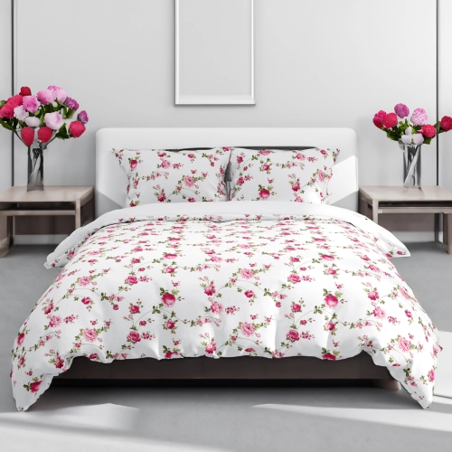 POŚCIEL 100% BAWEŁNA KWIATOWY RAJ POLSKI KOMPLET POŚCIELI