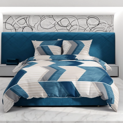 POŚCIEL 100% BAWEŁNA NIEBIESKI SZRON POLSKI KOMPLET POŚCIELI