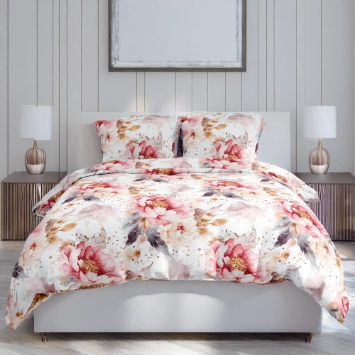 POŚCIEL 100% BAWEŁNA MALOWANY OGRÓDPOLSKI KOMPLET POŚCIELI