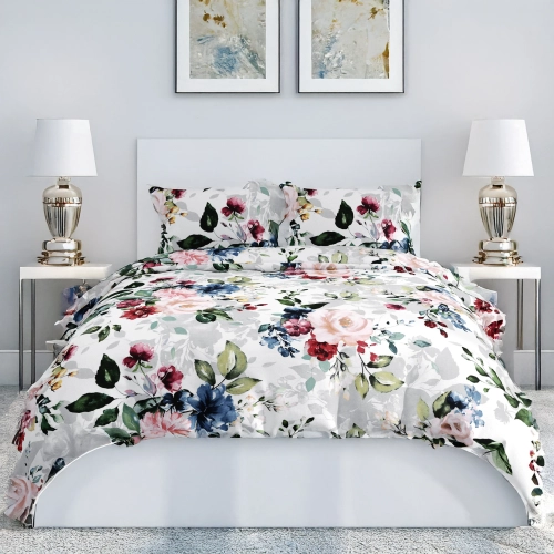 POŚCIEL 100% BAWEŁNA AKWARELA KWIATÓW POLSKI KOMPLET POŚCIELI