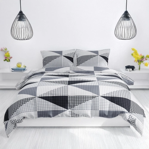 POŚCIEL 100% BAWEŁNA SZARY TRÓJKĄT POLSKI KOMPLET POŚCIELI