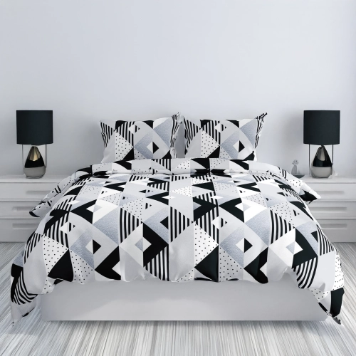 POŚCIEL 100% BAWEŁNA CZARNY ZYGZAK POLSKI KOMPLET POŚCIELI