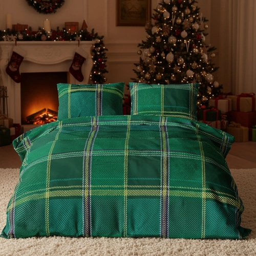 POŚCIEL 100% BAWEŁNA ŚWIĄTECZNA KRATA POLSKI KOMPLET POŚCIELI