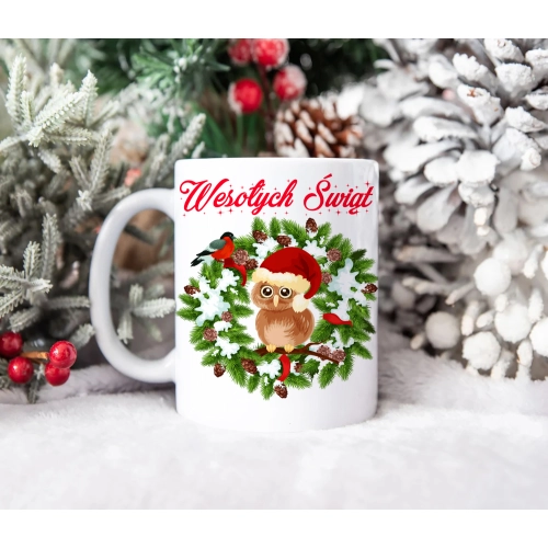 ŚWIĄTECZNY KUBEK 330ml PREZENT ŚWIĘTA POD CHOINKĘ