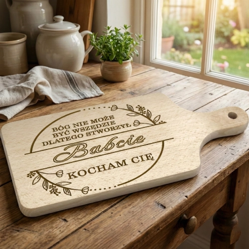 PREZENT DZIEŃ BABCI DREWNIANA DESKA DO KROJENIA BABCIA GRAWER UPOMINEK