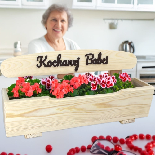 ELEGANCJA DONICZKA DREWNIANA Z GRAWEREM KOCHANEJ BABCI DZIEŃ BABCIA BABCIA