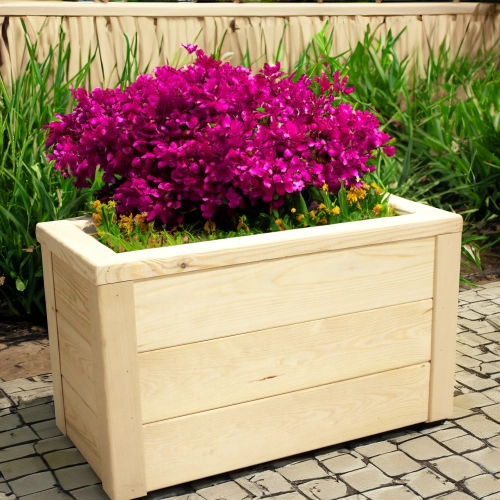 DONICA DONICZKA DREWNIANA 60x30CM POLSKA DO OGRODU TARAS WKŁAD NATURALNA