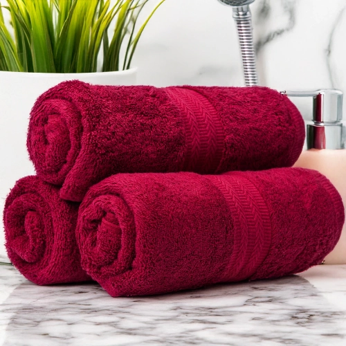 GRUBY RĘCZNIK KĄPIELOWY 50x100cm 550g/m2 PREMIUM CHŁONNY BORDOWY
