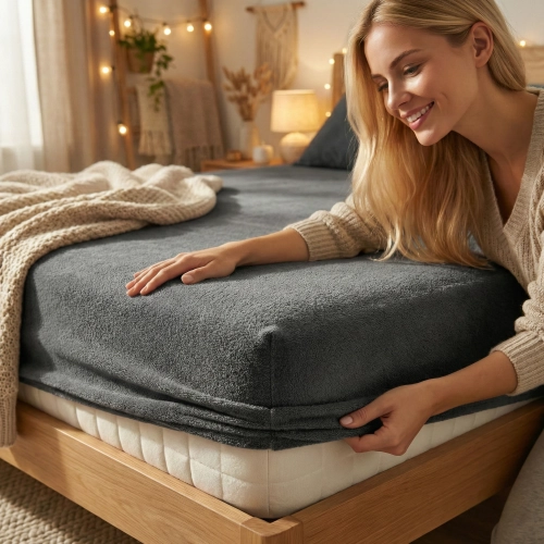 PRZEŚCIERADŁO FROTTE 100X200 Z GUMKĄ GRUBE POLSKIE GRAFIT