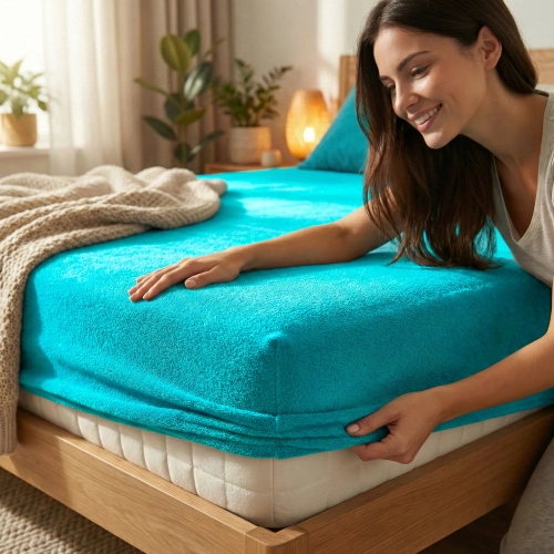 PRZEŚCIERADŁO FROTTE 100X200 Z GUMKĄ GRUBE POLSKIE TURKUS