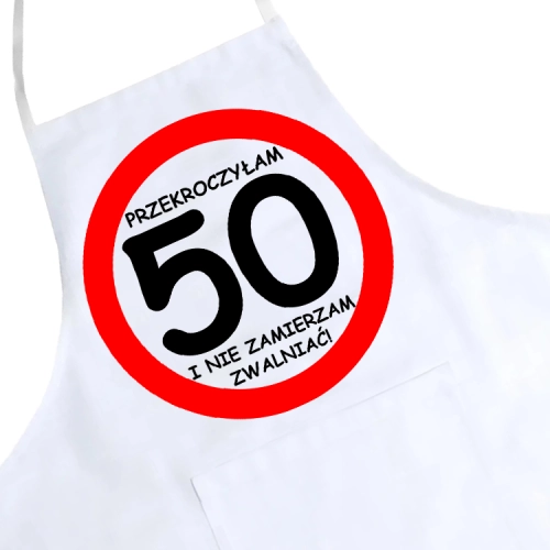 FARTUCH KUCHENNY NADRUK URODZINY 50 PIĘĆDZIESIĄTKĘ