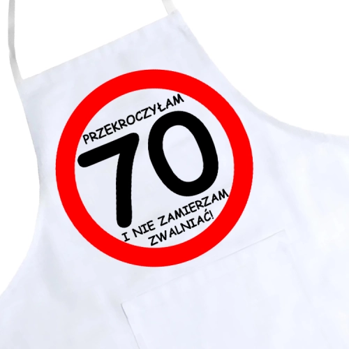 FARTUCH KUCHENNY NADRUK URODZINY 70 SIEDEMDZIESIĄTKĘ