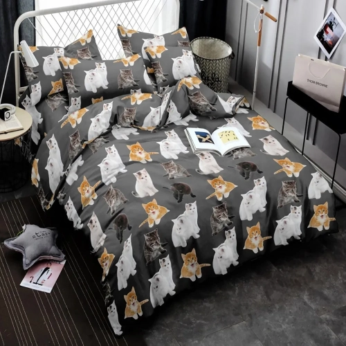 KOMPLET POŚCIELI SATYNA BAWEŁNIANA Z PRZEŚCIERADŁEM POSZWA