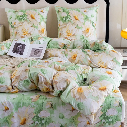 KOMPLET POŚCIELI DWUSTRONNA POŚCIEL 180x200 +2 POSZEWKI SATYNA BAWEŁNIANA