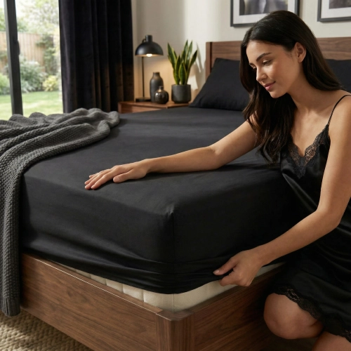 PRZEŚCIERADŁO JERSEY 100X200 Z GUMKĄ GRUBE POLSKIE CZARNY