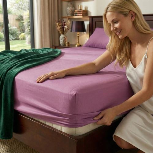 POLSKIE PRZEŚCIERADŁO JERSEY 60X120 Z GUMKĄ DO ŁÓŻECZKA WRZOS