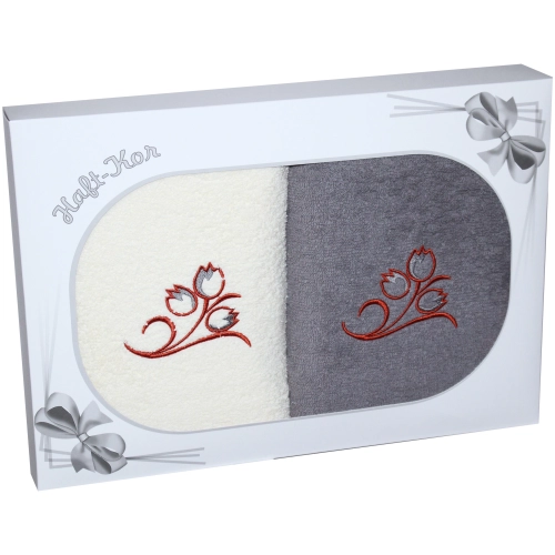 PREZENT KOMPLET DWÓCH RĘCZNIKÓW 70x140 Z HAFTEM