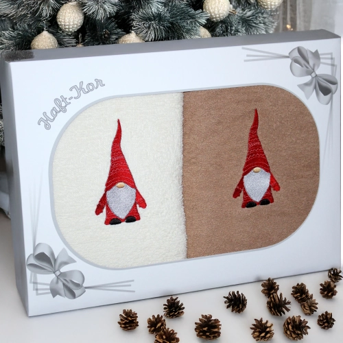 ŚWIĄTECZNY KOMPLET DWÓCH RĘCZNIKÓW 70x140 PREZENT ŚWIĘTA SKRZAT