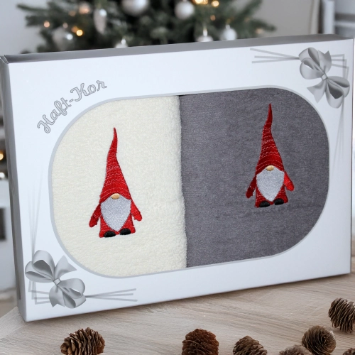 ŚWIĄTECZNY KOMPLET DWÓCH RĘCZNIKÓW 70x140 PREZENT ŚWIĘTA SKRZAT