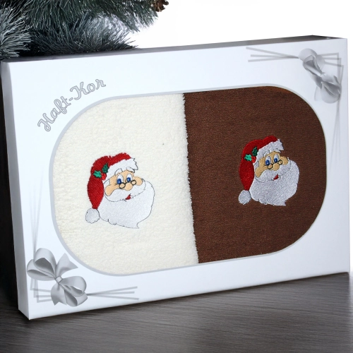 ŚWIĄTECZNY KOMPLET DWÓCH RĘCZNIKÓW 70x140 PREZENT ŚWIĘTA MIKOŁAJ