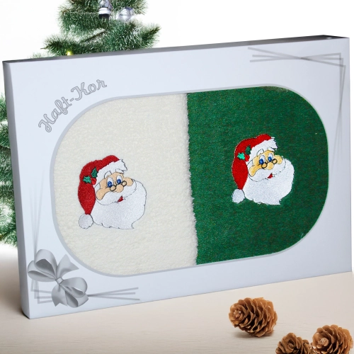 ŚWIĄTECZNY KOMPLET DWÓCH RĘCZNIKÓW 70x140 PREZENT ŚWIĘTA MIKOŁAJ