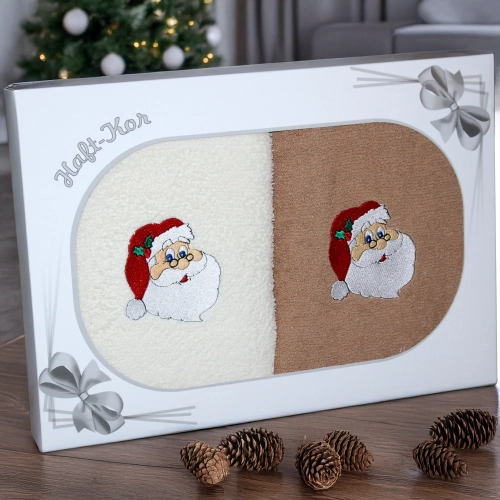 ŚWIĄTECZNY KOMPLET DWÓCH RĘCZNIKÓW 70x140 PREZENT ŚWIĘTA MIKOŁAJ