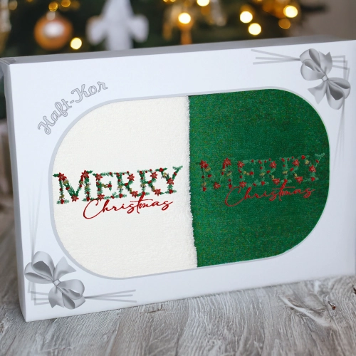 LUKSUSOWY ŚWIĄTECZNY KOMPLET RĘCZNIKÓW 70x140 PREZENT ŚWIĘTA RĘCZNIKI