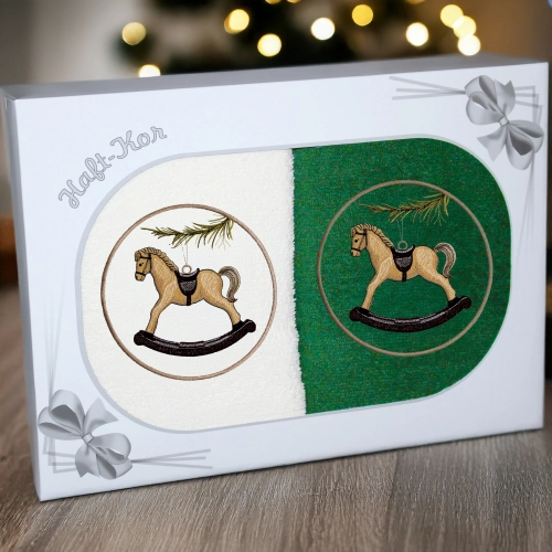 LUKSUSOWY ŚWIĄTECZNY KOMPLET RĘCZNIKÓW 70x140 PREZENT ŚWIĘTA RĘCZNIKI