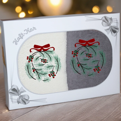 LUKSUSOWY ŚWIĄTECZNY KOMPLET RĘCZNIKÓW 70x140 PREZENT ŚWIĘTA RĘCZNIKI