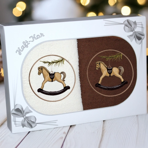 LUKSUSOWY ŚWIĄTECZNY KOMPLET RĘCZNIKÓW 70x140 PREZENT ŚWIĘTA RĘCZNIKI