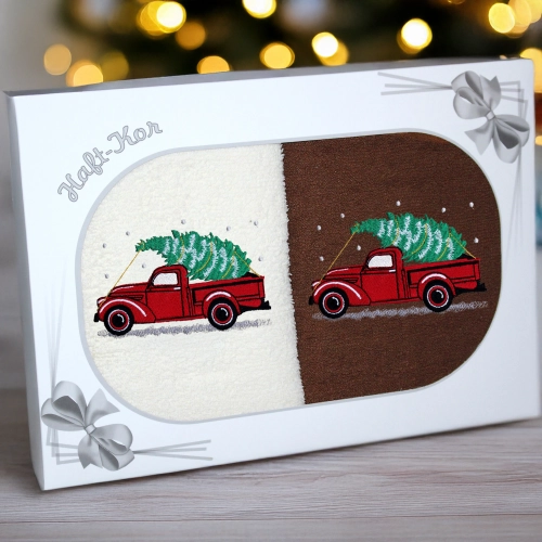 LUKSUSOWY ŚWIĄTECZNY KOMPLET RĘCZNIKÓW 70x140 PREZENT ŚWIĘTA RĘCZNIKI