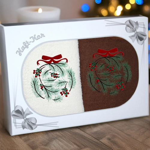 LUKSUSOWY ŚWIĄTECZNY KOMPLET RĘCZNIKÓW 70x140 PREZENT ŚWIĘTA RĘCZNIKI