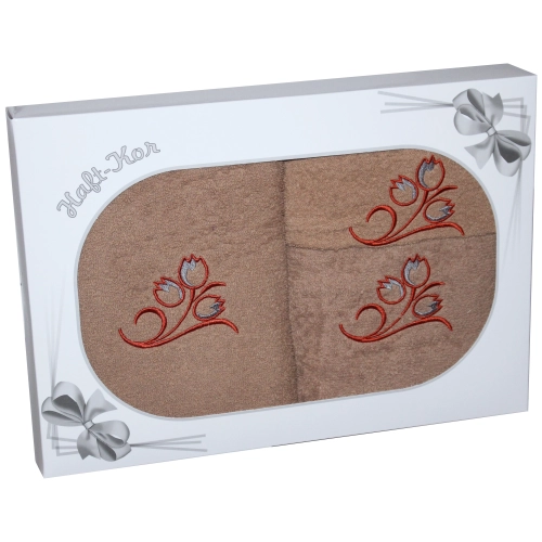 PREZENT KOMPLET TRZECH GRUBYCH RĘCZNIKÓW Z HAFTEM