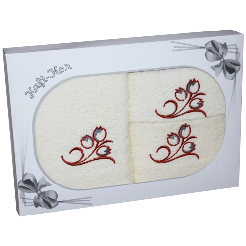 PREZENT KOMPLET TRZECH GRUBYCH RĘCZNIKÓW Z HAFTEM