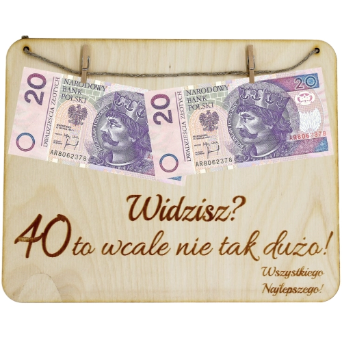 RAMKA NA 40 URODZINY TABLICZKA PIENIĄDZE BANKNOTY