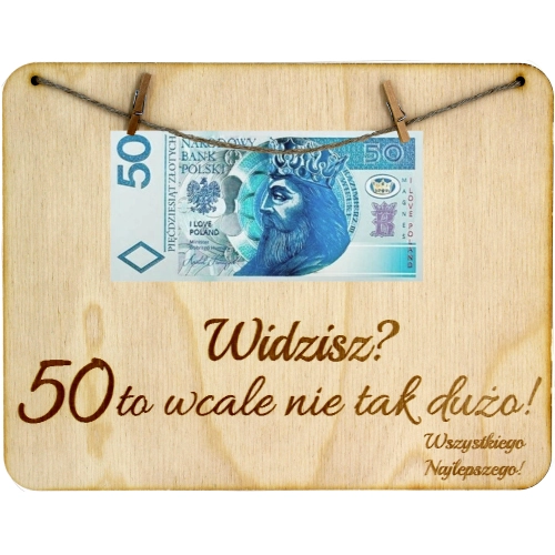 RAMKA NA 50 URODZINY TABLICZKA PIENIĄDZE BANKNOTY