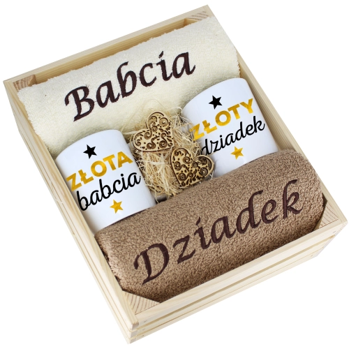 IDEALNY PREZENT - ZESTAW RĘCZNIKI + KUBKI BABCIA i DZIADEK